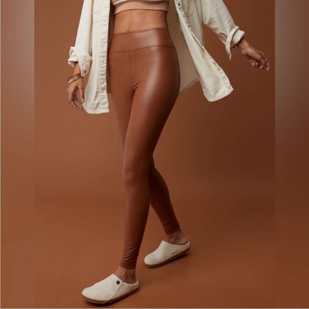 Offline by Aerie Real Luxe Brown Faux Leather Leggings Petite Large